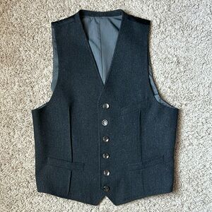 Men’s Charcoal grey wool vest with black silk back from banana republic